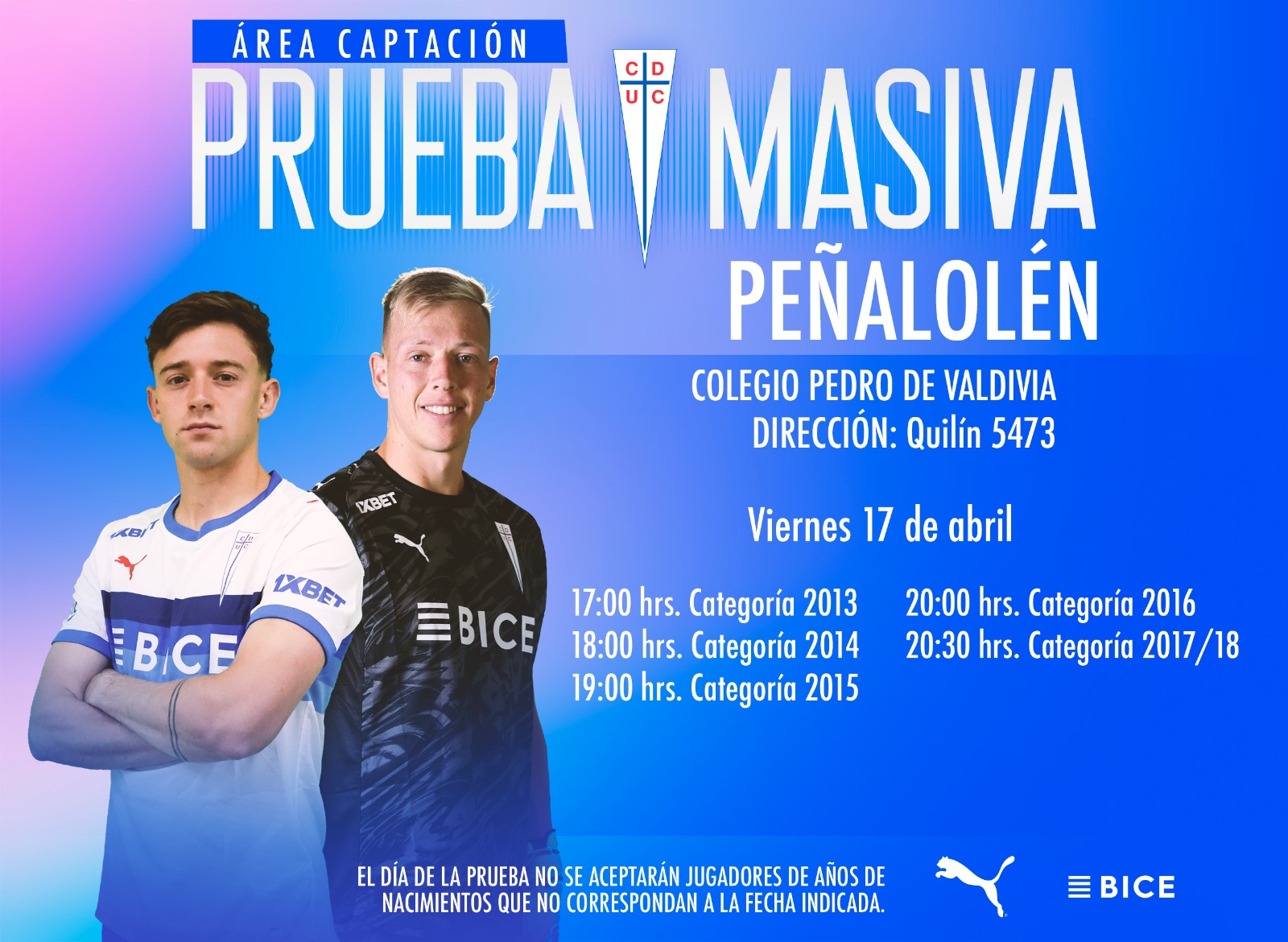 Universidad Católica realizará prueba masiva de jugadores para su Fútbol Formativo
